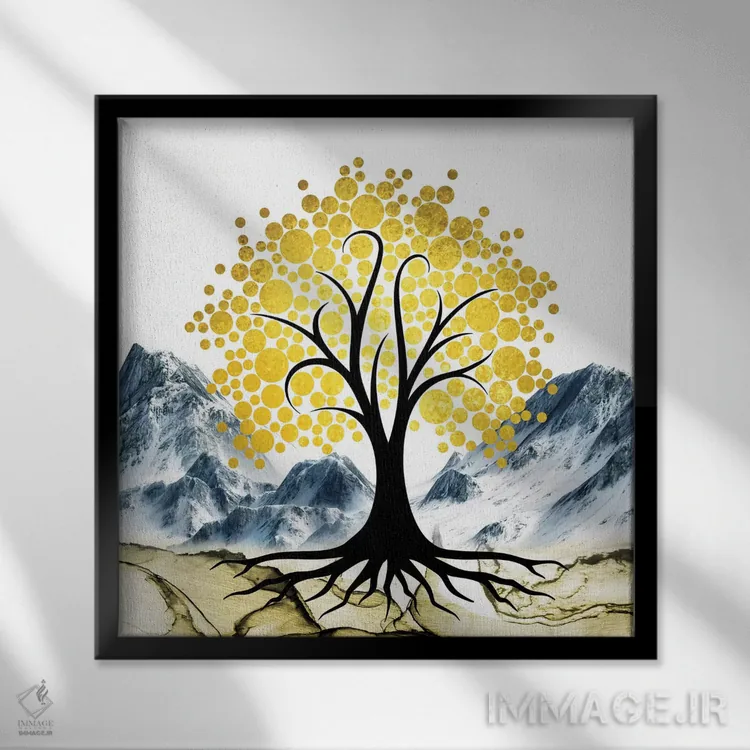 تابلو دکوراتیو "درخت طلایی ۲" اثر مارک اشکنازی - نمای قابدار مشکی