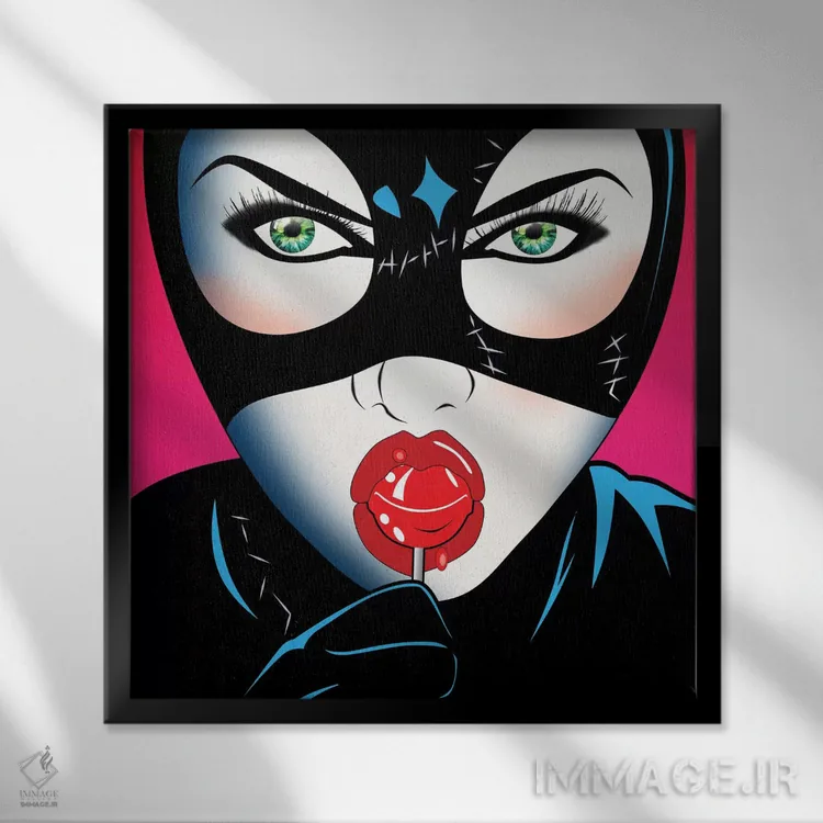 تابلو دکوراتیو "زن گربه ای ۳" اثر مارک اشکنازی - نمای قابدار مشکی