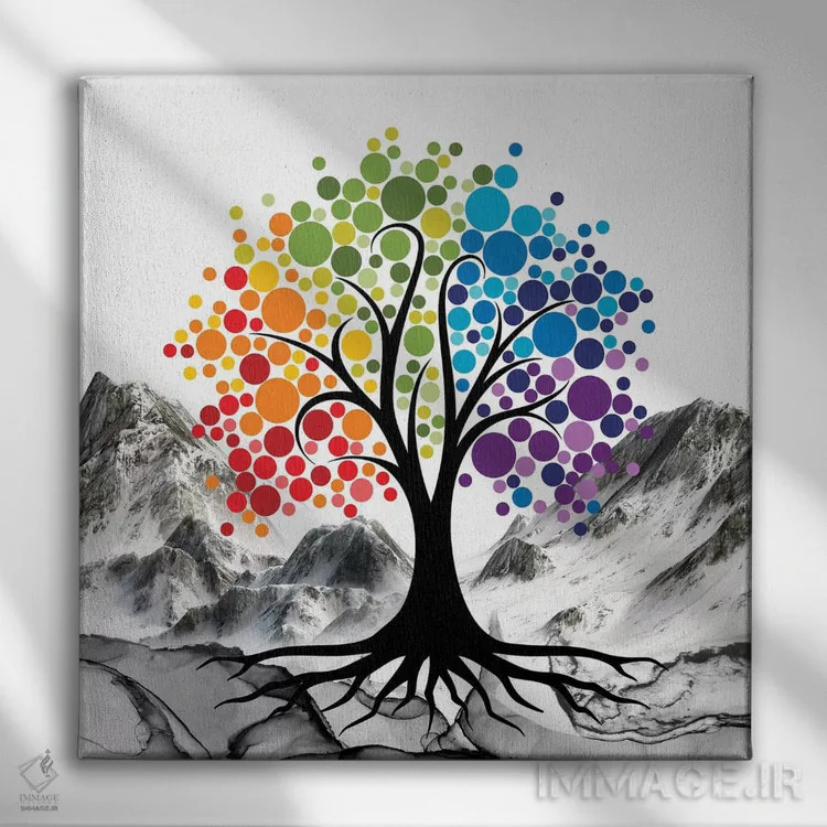 تابلو دکوراتیو "درخت رنگی" اثر مارک اشکنازی - نمای روبهرو روی دیوار