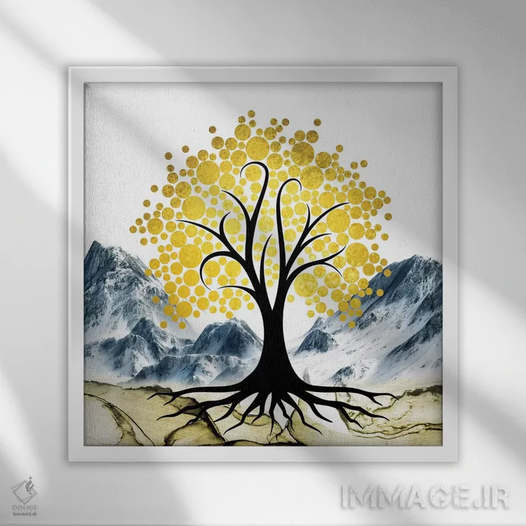 تابلو دکوراتیو "درخت طلایی ۲" اثر مارک اشکنازی - نمای قابدار سفید
