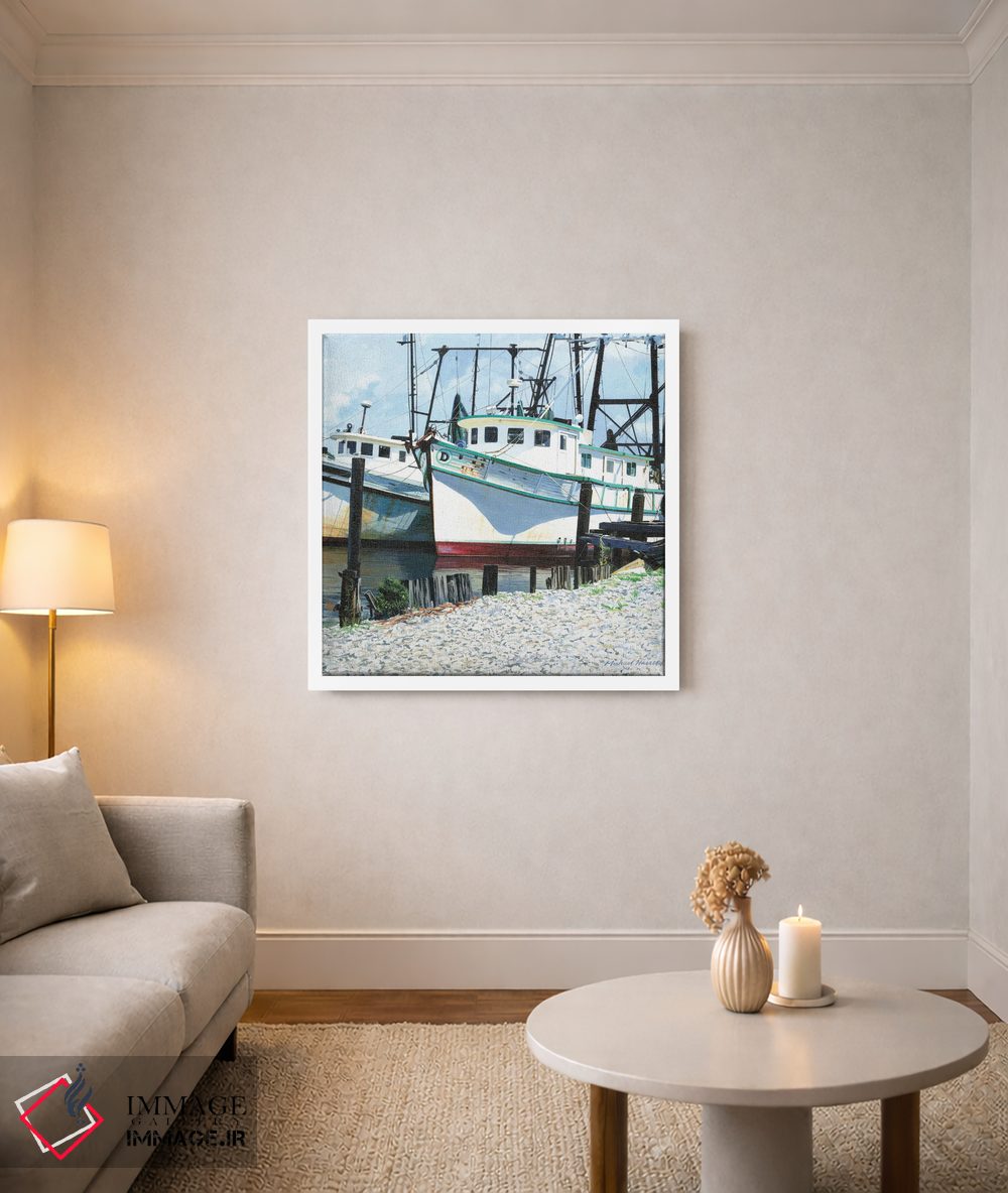 تابلو دکوراتیو قایق های میگو لنگر انداخته اثر مایکل جی. هارل - D2W