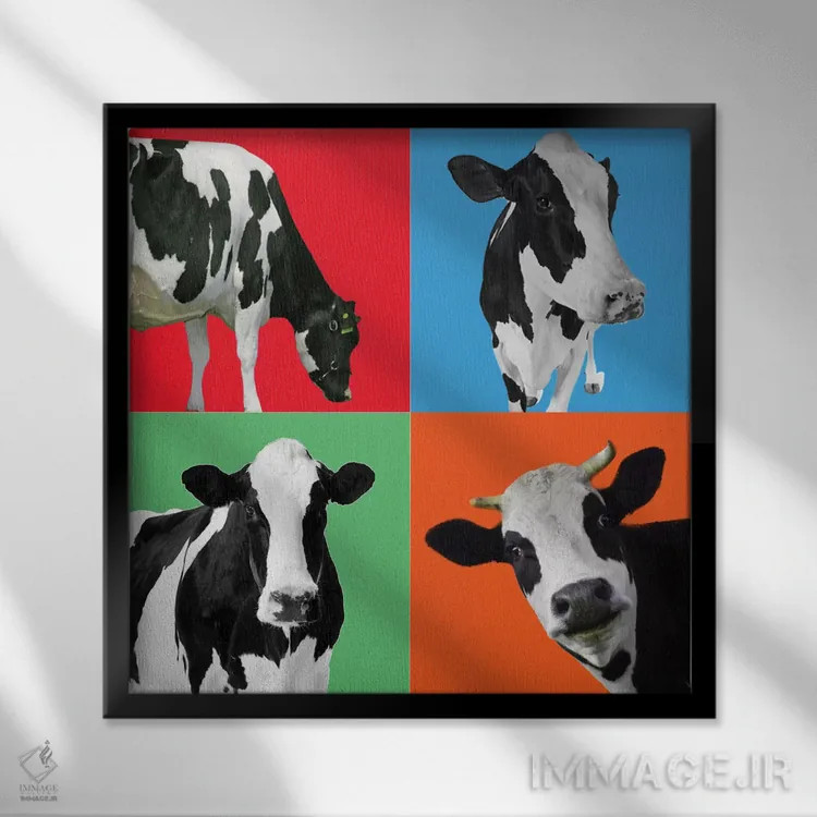 تابلو دکوراتیو "گاو ۳" اثر مارک اشکنازی - نمای قابدار مشکی