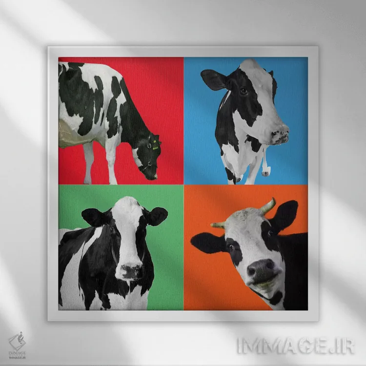 تابلو دکوراتیو "گاو ۳" اثر مارک اشکنازی - نمای قابدار سفید