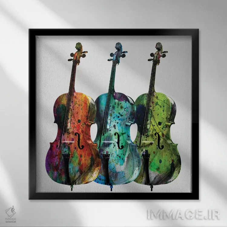 تابلو دکوراتیو "ویولنسل ها" اثر مارک اشکنازی - نمای قابدار مشکی