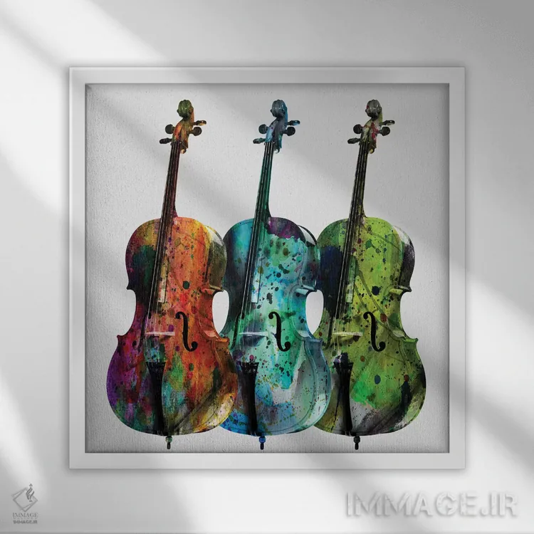 تابلو دکوراتیو "ویولنسل ها" اثر مارک اشکنازی - نمای قابدار سفید