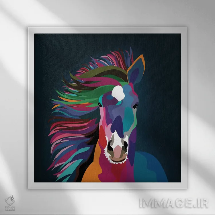 تابلو دکوراتیو "اسب" اثر مارک اشکنازی - نمای قابدار سفید