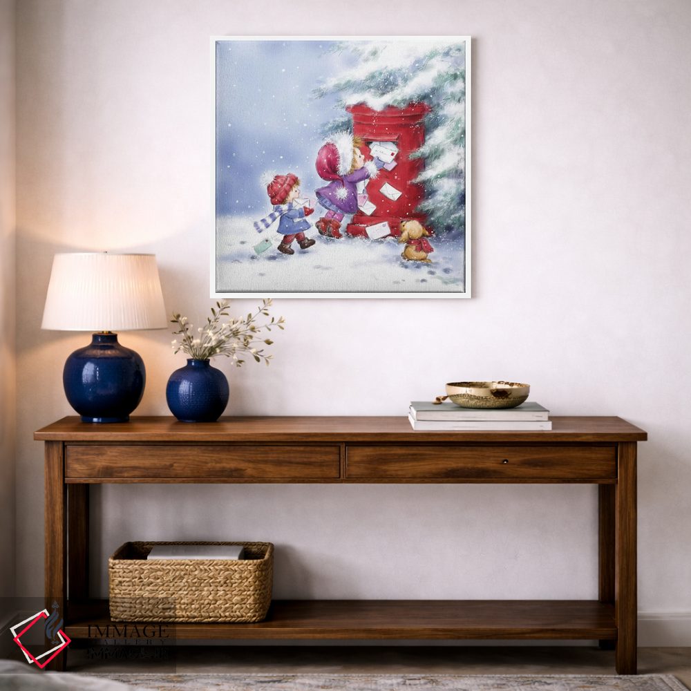 تابلو دکوراتیو "دختر و پسر کوچک با نامه ها" اثر ماکیکو - D3W