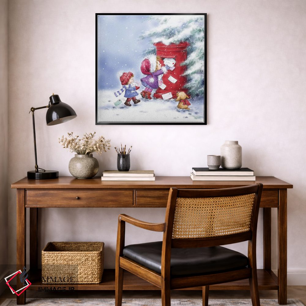 تابلو دکوراتیو "دختر و پسر کوچک با نامه ها" اثر ماکیکو - D6B