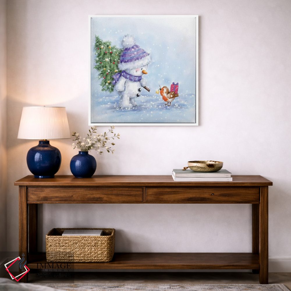 تابلو دکوراتیو "آدم برفی و رابین ۷" اثر ماکیکو - D4W