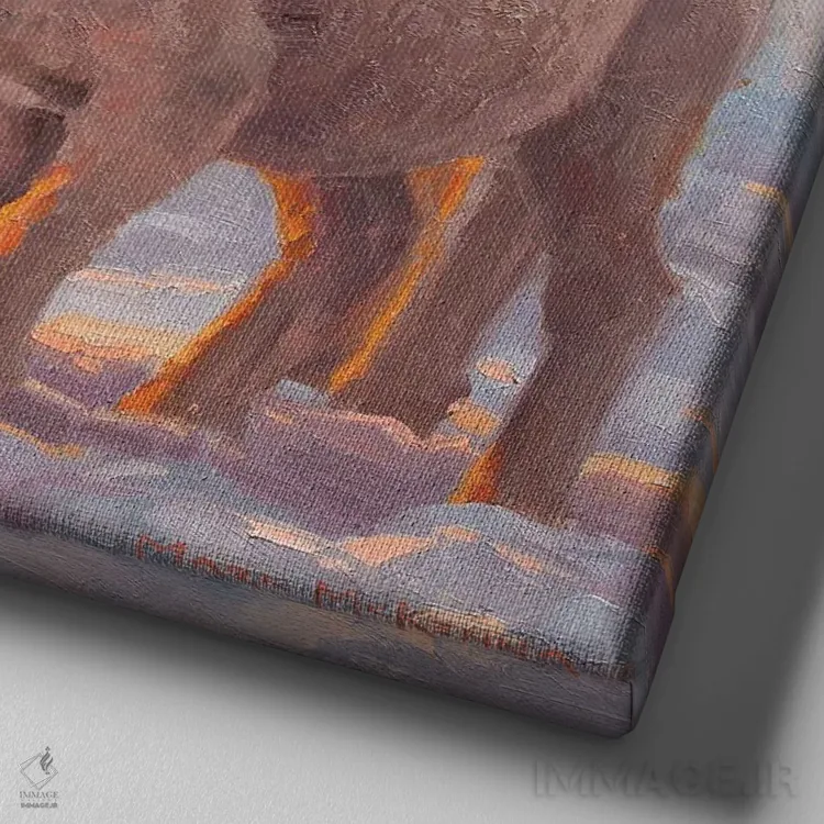 تابلو دکوراتیو غروب خورشید اثر مارک مک کنا - نمای نزدیک بافت بوم