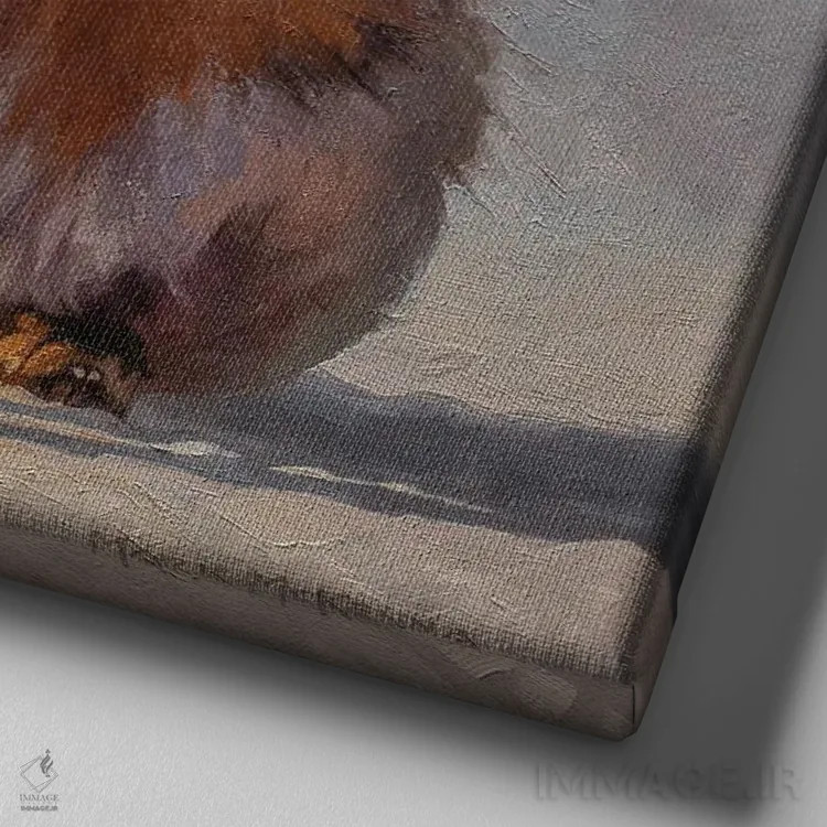 تابلو دکوراتیو مرد این ساعت اثر مارک مک کنا - نمای نزدیک بافت بوم