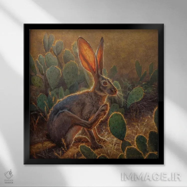 تابلو دکوراتیو جک کاکتوس اثر مارک مک کنا - نمای قابدار مشکی