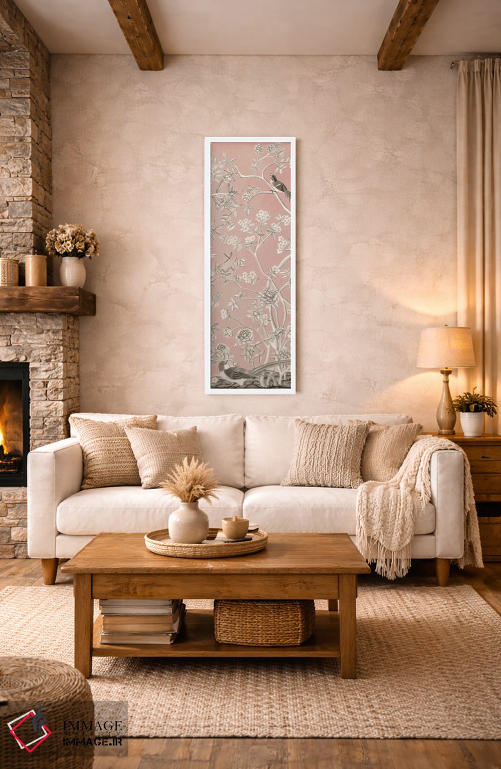 تابلو دکوراتیو چینوزری صورتی یک اثر نائومی مک کاویت - D1W