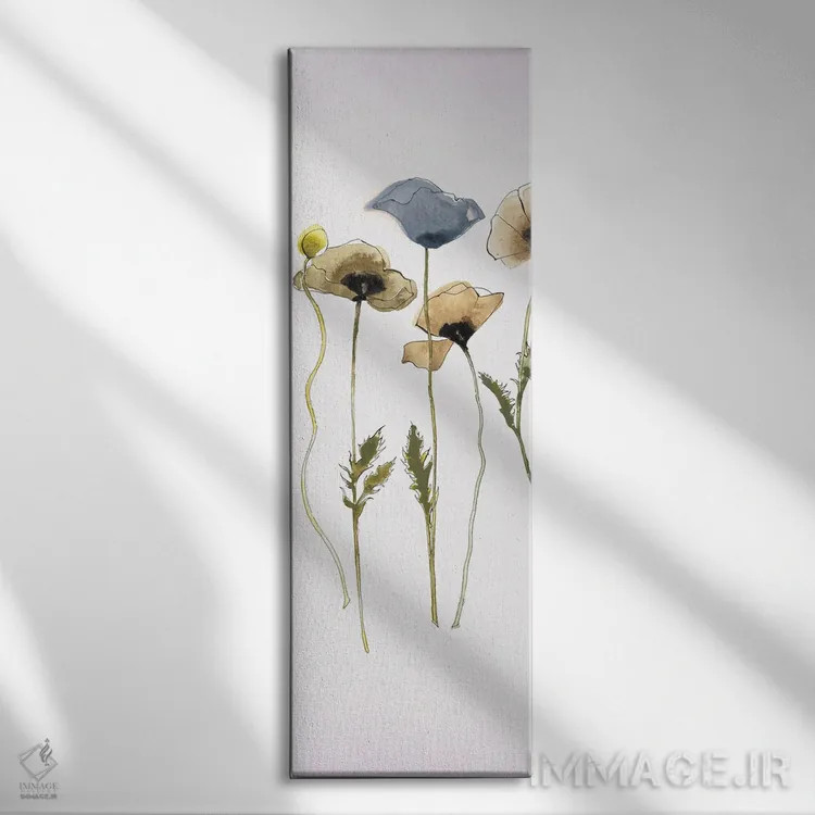 تابلو مینیمال پنل شرق شرقی پاییزی ۱ آبی اثر شرلی نواک - نمای روبهرو روی دیوار