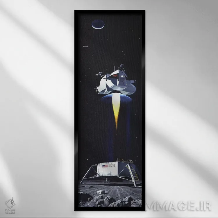 تابلو کلاسیک نمای پانورامای مرد روی ماه اثر نورمن راکول - نمای قابدار مشکی