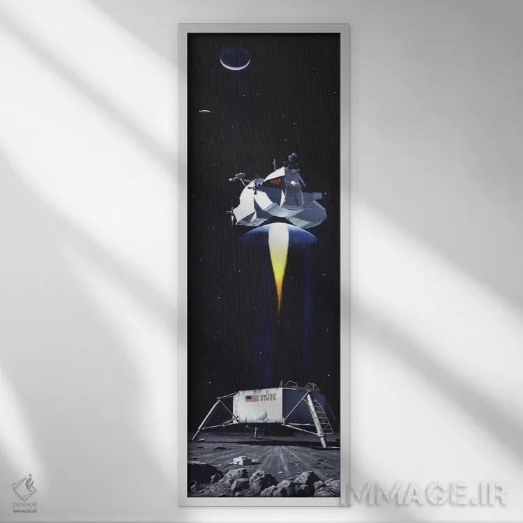 تابلو کلاسیک نمای پانورامای مرد روی ماه اثر نورمن راکول - نمای قابدار سفید
