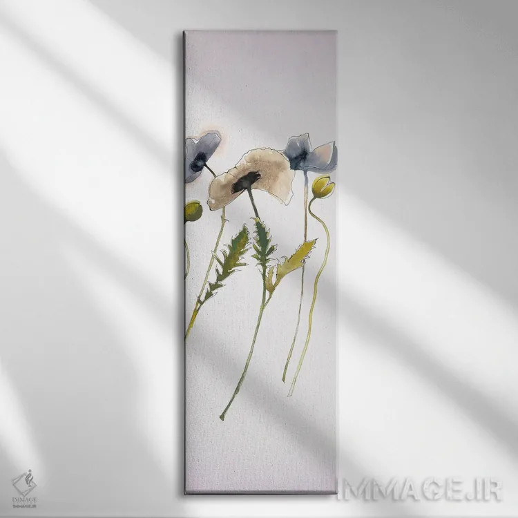 تابلو مینیمال پنل شرق شرقی پاییزی ۳ آبی اثر شرلی نواک - نمای روبهرو روی دیوار