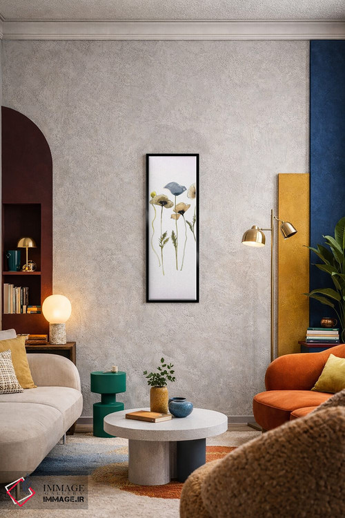 تابلو مینیمال پنل شرق شرقی پاییزی ۱ آبی اثر شرلی نواک - D6B