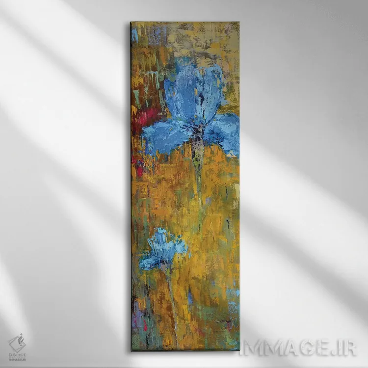 تابلو دکوراتیو زنبق آبی اثر اولنا بوگاتسکا - نمای روبهرو روی دیوار