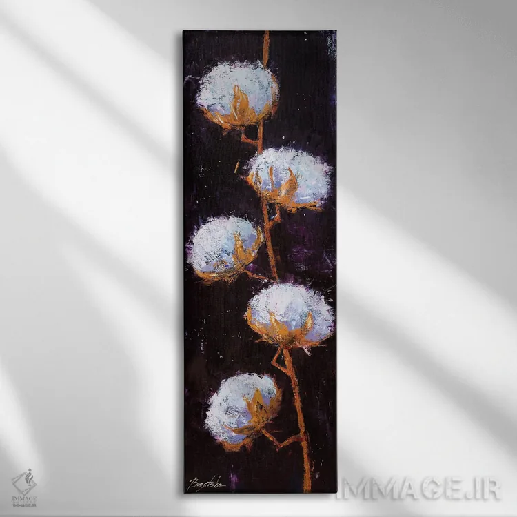 تابلو دکوراتیو شاخه پنبه اثر اولنا بوگاتسکا - نمای روبهرو روی دیوار