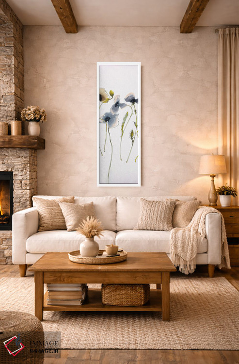 تابلو مینیمال پنل شرق شرقی پاییزی ۲ آبی اثر شرلی نواک - D1W