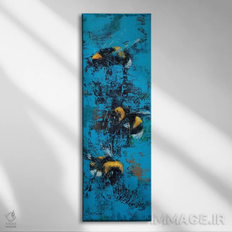 تابلو دکوراتیو زنبورهای عسل اثر اولنا بوگاتسکا - نمای روبهرو روی دیوار