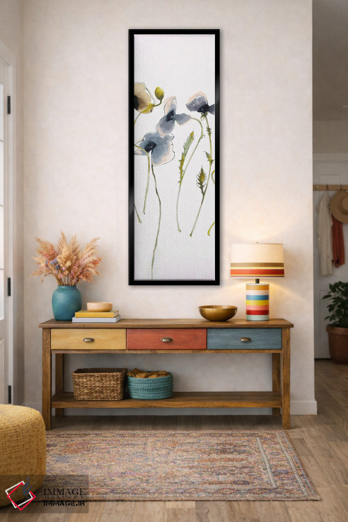 تابلو مینیمال پنل شرق شرقی پاییزی ۲ آبی اثر شرلی نواک - D2B