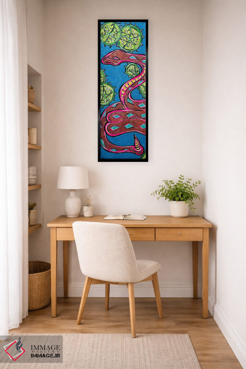 تابلو دکوراتیو آبی مار زنگی اثر نیکولتا پینتس - D5B