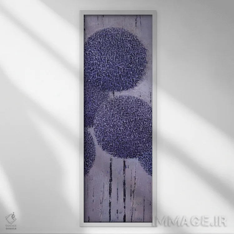 تابلو انتزاعی هندسه باغ ۲۰۲۱ شماره III اثر اولنا بوگاتسکا - نمای قابدار سفید