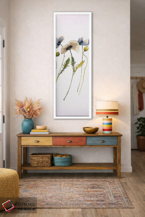 تابلو مینیمال پنل شرق شرقی پاییزی ۳ آبی اثر شرلی نواک - D1W