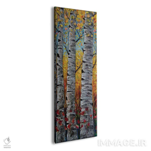 تابلو دکوراتیو پانورامای عمودی از درختان آسپن کلرادو به سبک امپرسیونیستی اثر اولنا آرت - نمای پرسپکتیو محصول