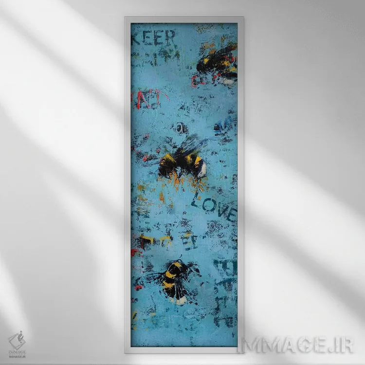 تابلو دکوراتیو زنبورهای عاشق اثر اولنا بوگاتسکا - نمای قابدار سفید