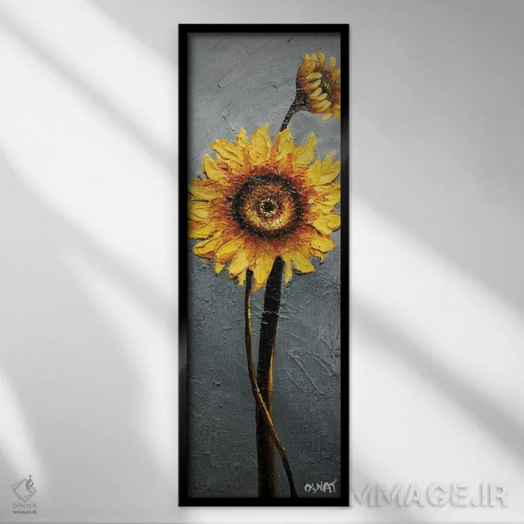 تابلو دکوراتیو گل های آفتابگردان اثر اوسنات تزدک - نمای قابدار مشکی