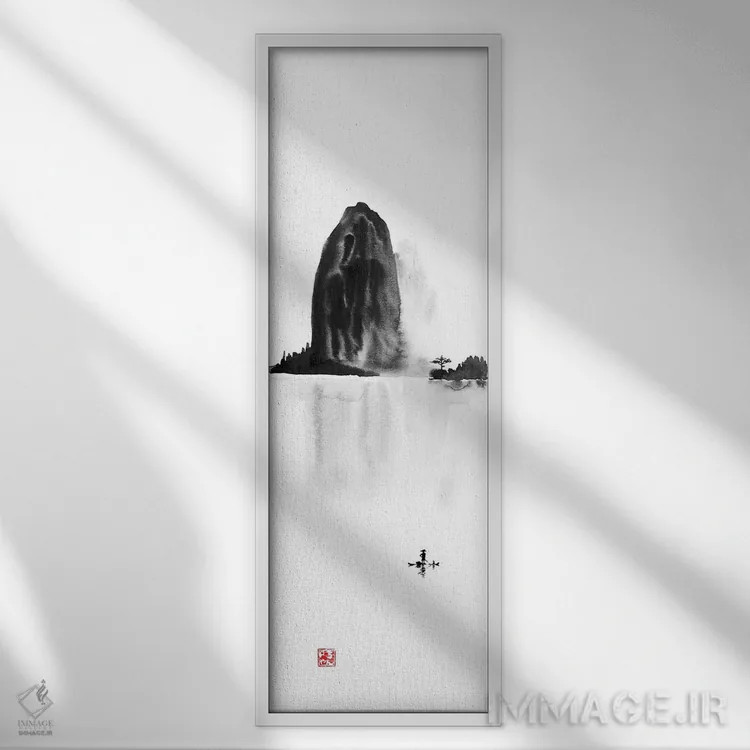 تابلو دکوراتیو جزیره اثر پشان - نمای قابدار سفید