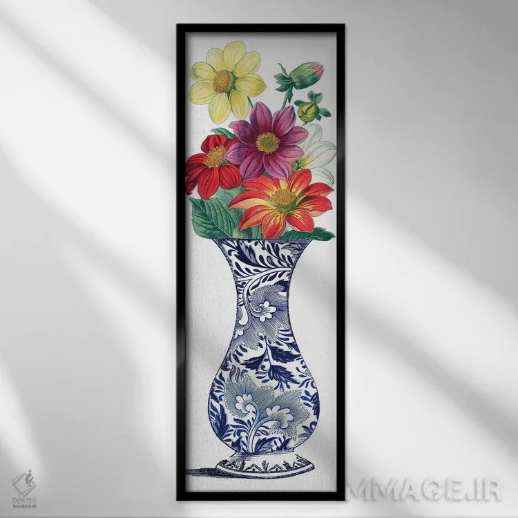 تابلو دکوراتیو گلدان گل 1 اثر پیدیکس - نمای قابدار مشکی