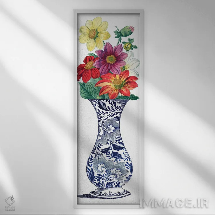 تابلو دکوراتیو گلدان گل 1 اثر پیدیکس - نمای قابدار سفید
