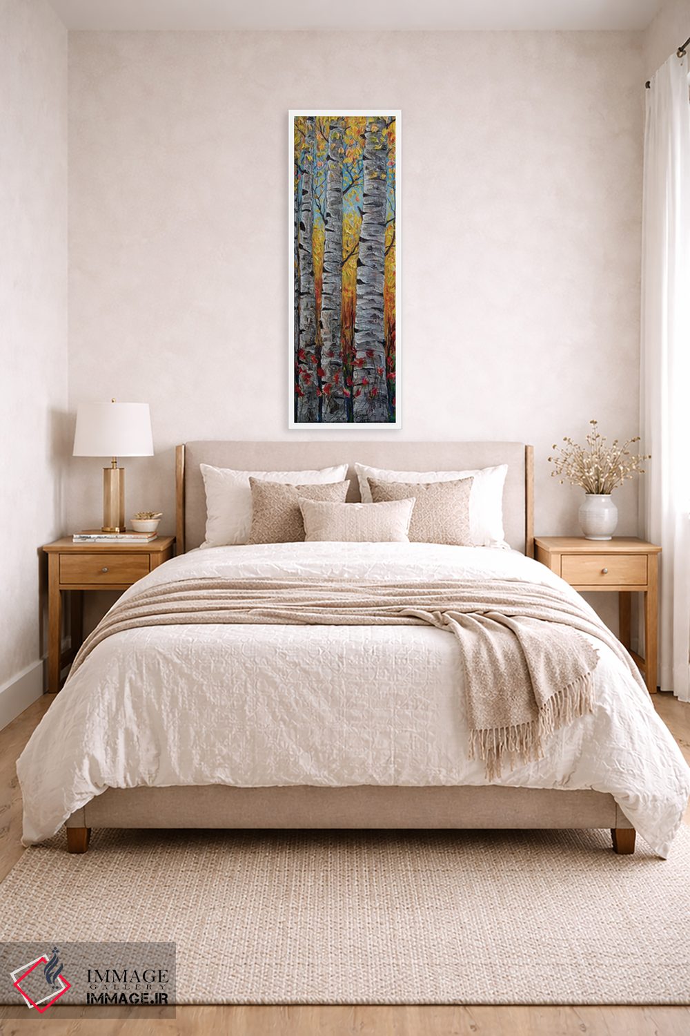 تابلو دکوراتیو پانورامای عمودی از درختان آسپن کلرادو به سبک امپرسیونیستی اثر اولنا آرت - D3W