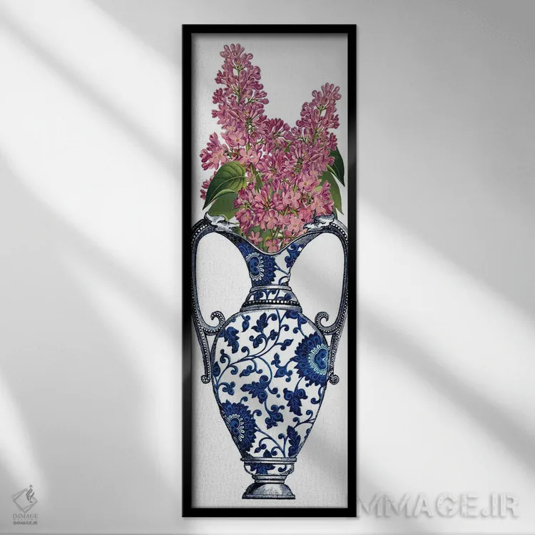 تابلو دکوراتیو گلدان گل 2 اثر پیدیکس - نمای قابدار مشکی