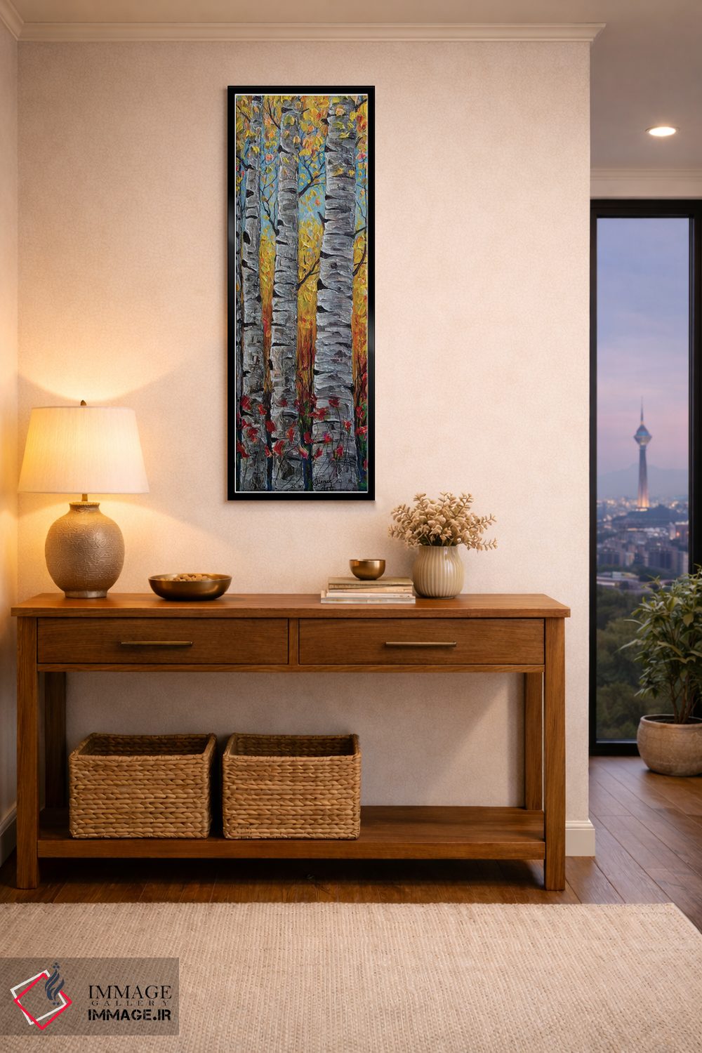 تابلو دکوراتیو پانورامای عمودی از درختان آسپن کلرادو به سبک امپرسیونیستی اثر اولنا آرت - D4B