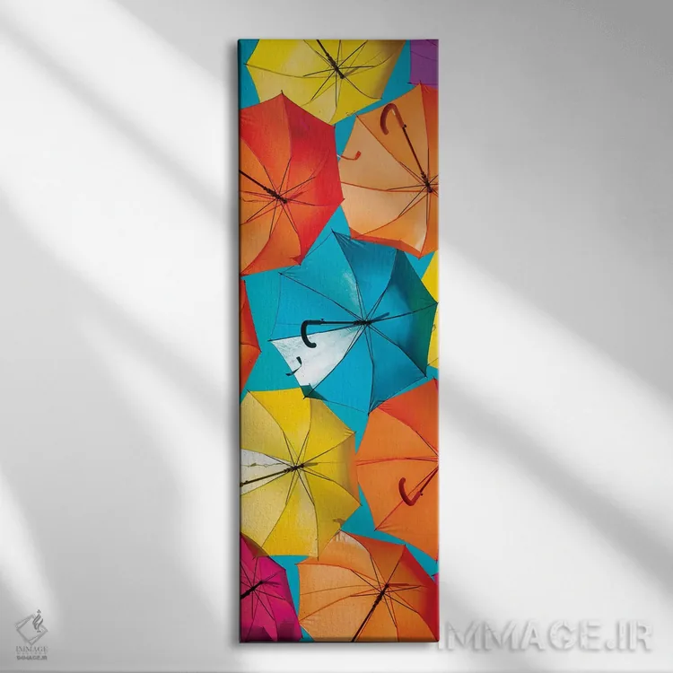 تابلو دکوراتیو "چترهای رنگی" اثر فیلیپ هوگونار - نمای روبهرو روی دیوار