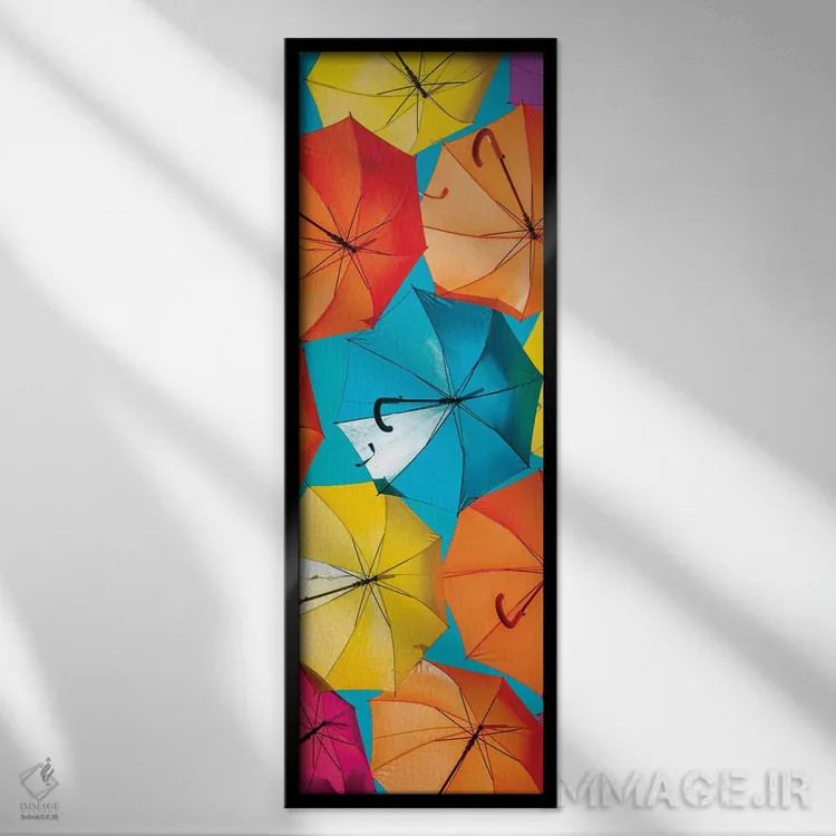 تابلو دکوراتیو "چترهای رنگی" اثر فیلیپ هوگونار - نمای قابدار مشکی