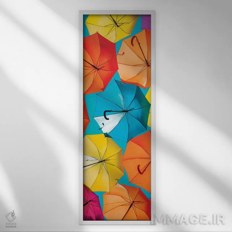 تابلو دکوراتیو "چترهای رنگی" اثر فیلیپ هوگونار - نمای قابدار سفید