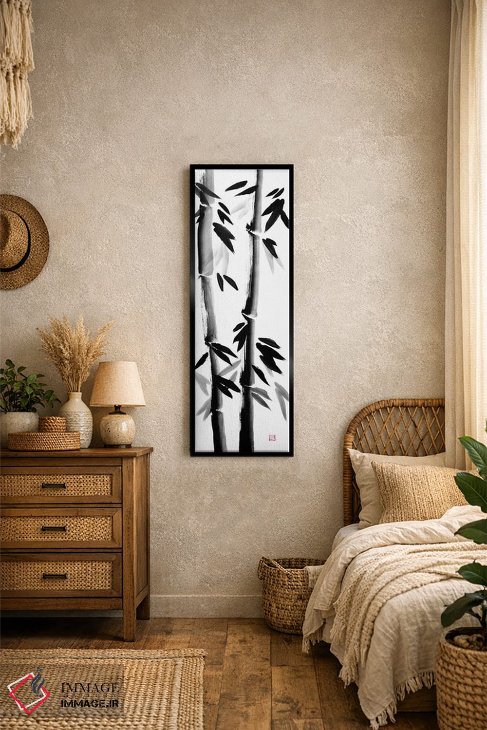 تابلو دکوراتیو بامبوها روی بوم نقاشی اثر پشان - D1B