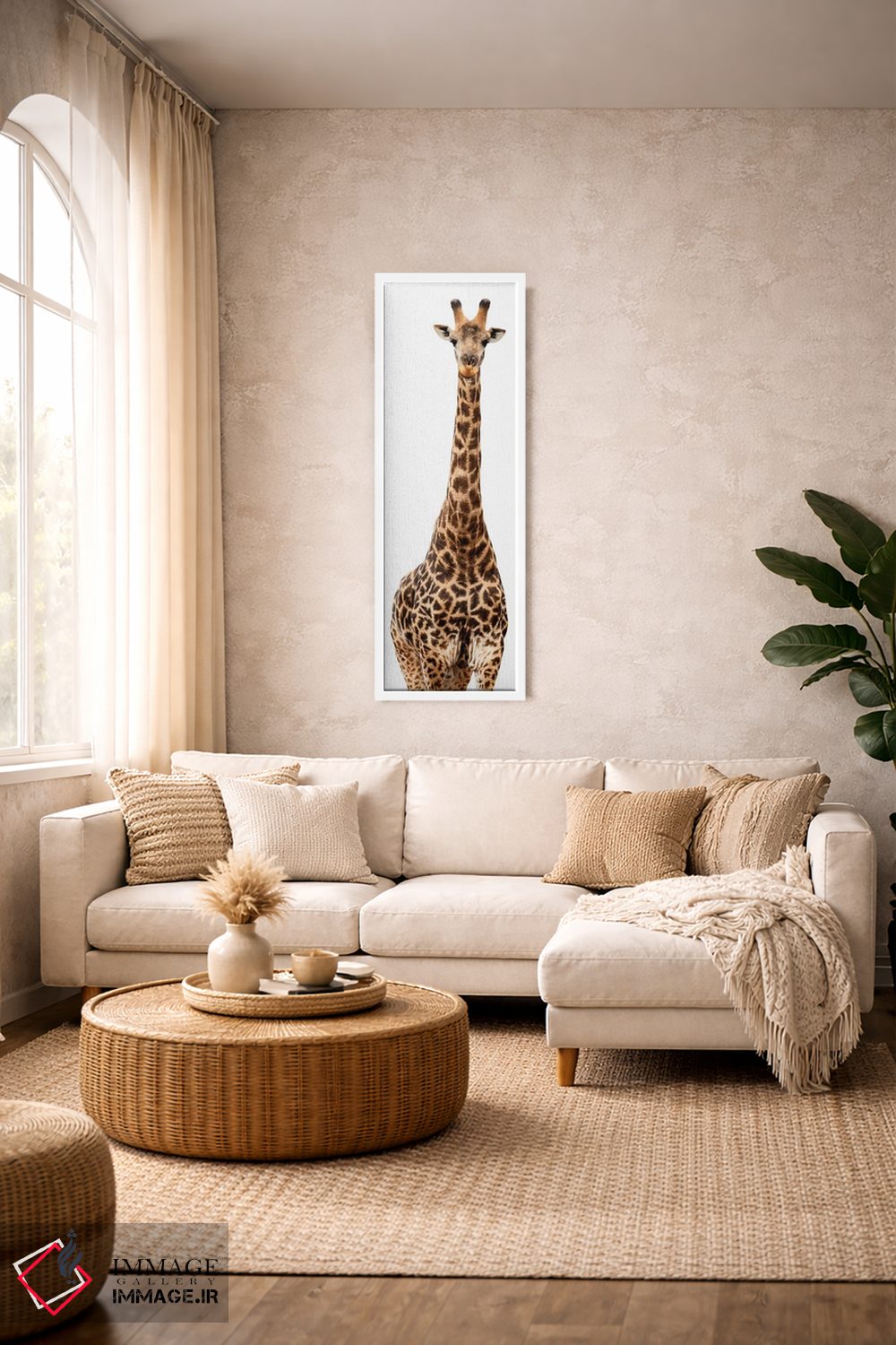 تابلو دکوراتیو زرافه نسخه سفید III اثر فیلیپ هوگونار - D3W