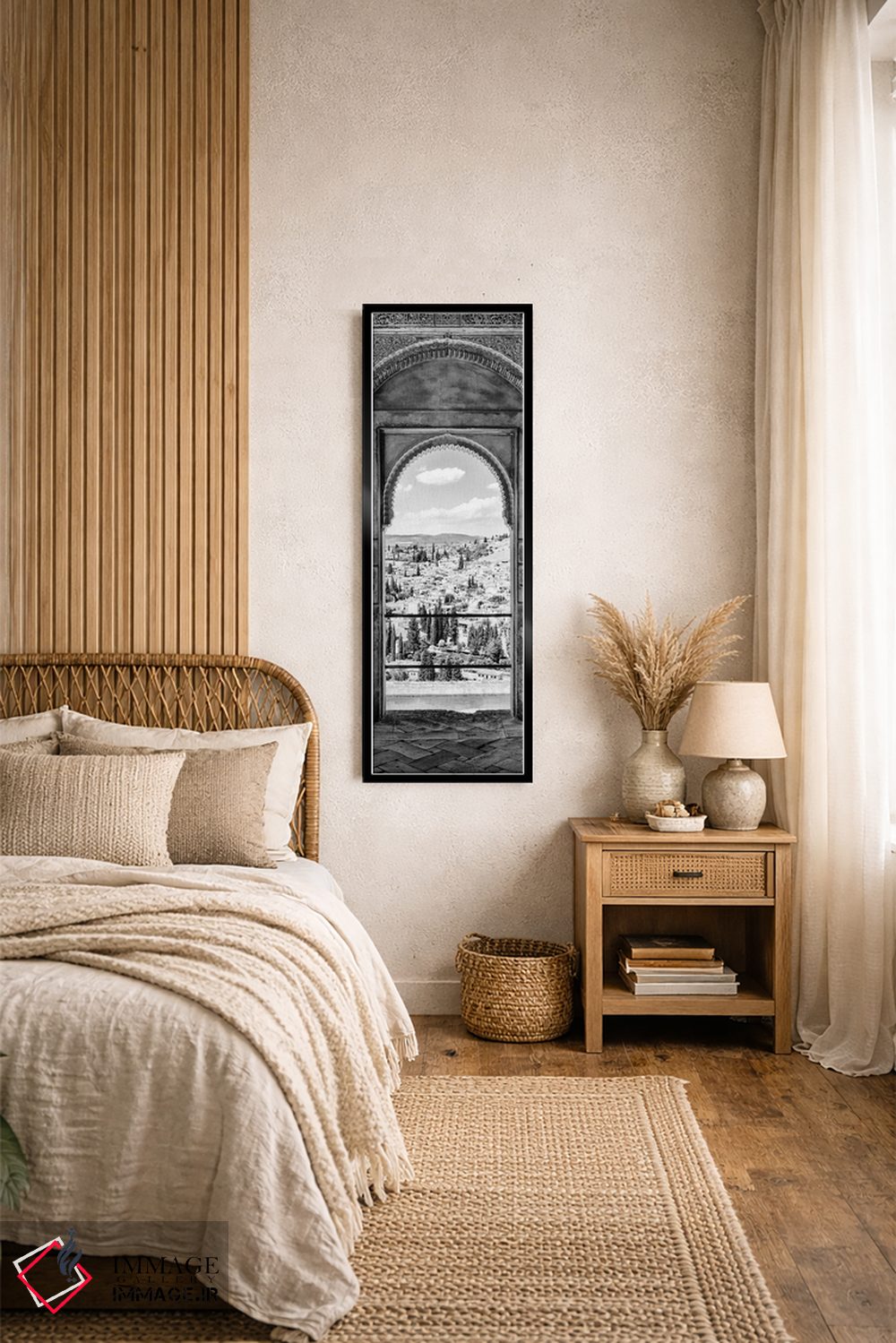 تابلو دکوراتیو "نمای شهر گرانادا به صورت سیاه و سفید" اثر فیلیپ هوگونار - D3B