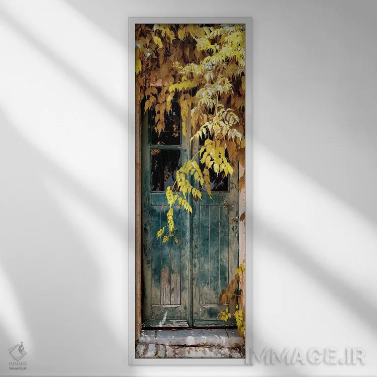 تابلو دکوراتیو "در قدیمی با رنگ های پاییزی II" اثر فیلیپ هوگونار - نمای قابدار سفید