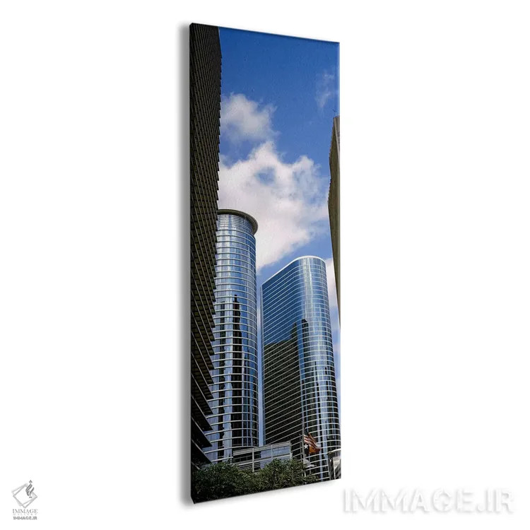 تابلو دکوراتیو نمای پایین از ساختمان ها در یک شهر، برج وج، ساختمان اکس… اثر پانورامیک ایمجز - نمای پرسپکتیو محصول