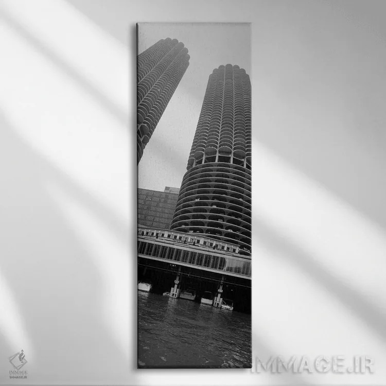 تابلو دکوراتیو Marina Towers, Chicago, Illinois, USA" - "نمای پایین به… اثر پانورامیک ایمجز - نمای روبهرو روی دیوار