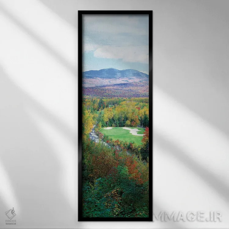 تابلو دکوراتیو نمای زاویه بلند از زمین گلف نیو انگلند، نیو انگلند، ایا… اثر پانورامیک ایمجز - نمای قابدار مشکی