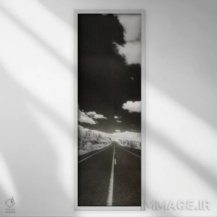 تابلو دکوراتیو Alaska Highway, Alaska, USA" - "جاده ای طولانی پیش رو… اثر پانورامیک ایمجز - نمای قابدار سفید